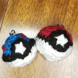 Red Amigurumi Pokeball Keychain